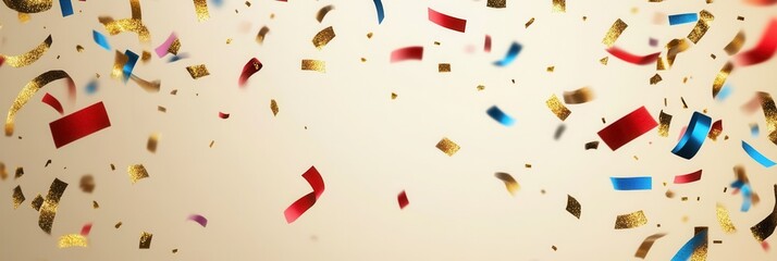Poster - Festive celebration background with colorful confetti creating a vibrant and joyful atmosphere perfect for events and special occasions