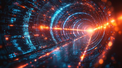 Poster - Inside the broadcasting studio, an abstract background blending pink, orange, and blue colors with motion blur benefit from a gradient light and glow