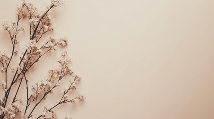 Poster - Minimalist Easter card with a delicate dried floral arrangement on a soft beige background, simple and stylish, with copy space.