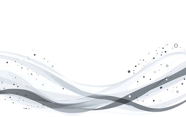 Poster - Abstract flowing curved lines with dots on a serene white canvas
