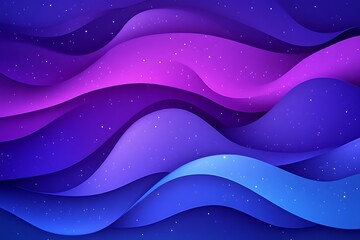 Wall Mural - Abstract layered waves with gradient colors and sparkling stars