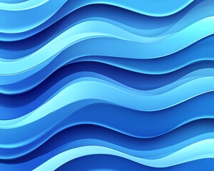 Poster - abstract image featuring multiple blue layered wavy patterns
