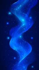 Wall Mural - Abstract blue wavy design with glowing elements and stellar details