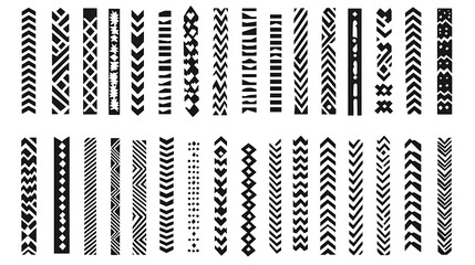 Aufkleber - Monochrome Ethnic Textile Borders Collection for Digital Creativity