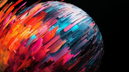Poster - Abstract Sphere of Vibrant Hues: A Digital Masterpiece