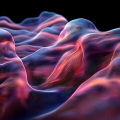Poster - Abstract visualization of digital undulating hills with vibrant colors present