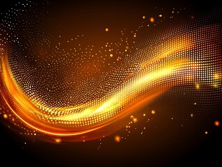 Poster - An abstract golden glowing wave pattern against a dark background