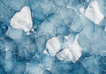 Poster - Stunning Abstract Ice Formation with Cracked Blue and White Texture Highlighting Natural Patterns in Frozen Surface