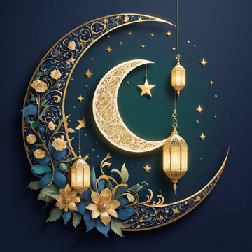 Arabic Ornamental Patterned  Eid Mubarak Islamic greetings background of Islamic Mosque, Design Greeting Card for Ramadan Kareem
