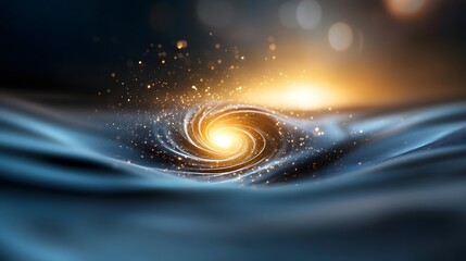 Poster - Mesmerizing spiral of ethereal luminous energy waves pulsing and undulating in a captivating display of cosmic digital