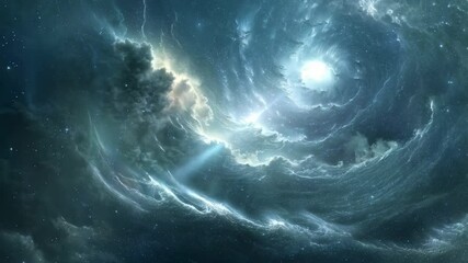 Wall Mural - cosmic vortex in deep space. swirling nebula with glowing center. mesmerizing galaxy formation. cele