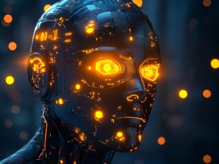 Poster - Artificial intelligence with glowing lights - ai