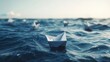 © Anat art - Paper boat bravely sails against the wind in vast sea filled with limitless opportunities and challenges
