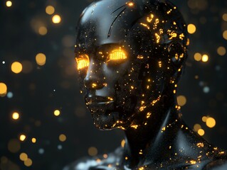Poster - Artificial intelligence with glowing lights - ai
