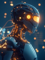 Poster - Artificial intelligence with glowing lights - ai