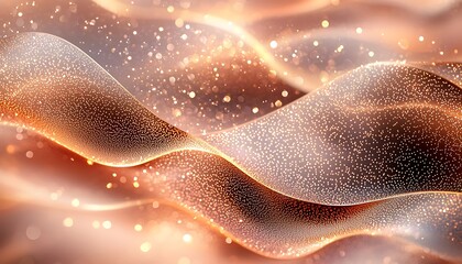 Wall Mural - Abstract golden waves with sparkling illuminated shiny particles