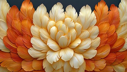 Poster - A symmetrical floral pattern made of layered feathers