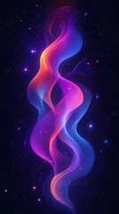 Wall Mural - Vibrant colorful abstract wisps against a dark starry background