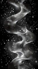 Poster - Abstract white particle stream against a dark black background