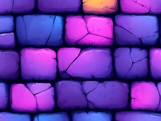 Poster - cartoon illustration depicting colorful stone blocks arranged together in pattern