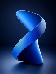 Artistic blue ribbon wave on dark background, minimalist abstraction