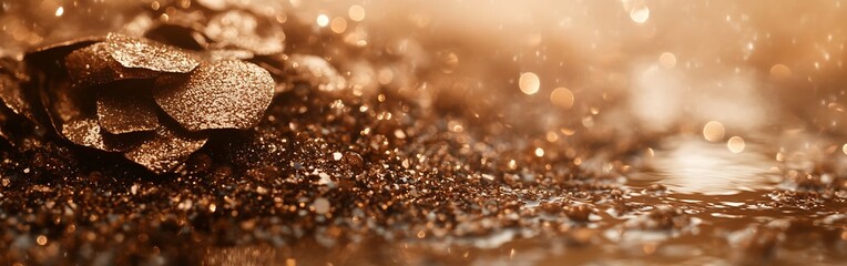 Poster - Golden floral composition with shimmering bokeh effects studio shot