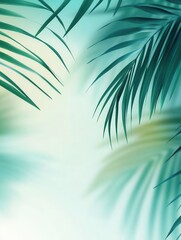 Aufkleber - Tropical escape featuring lush palm leaves creating a fresh atmosphere in green and teal tones for an adventurous vibe