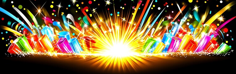 Poster - Radiant celebration backdrop with vibrant colors and dazzling elements