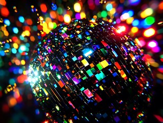 Poster - Spherical Abstract, Disco Ball Effect, Party Illumination and Nightlife