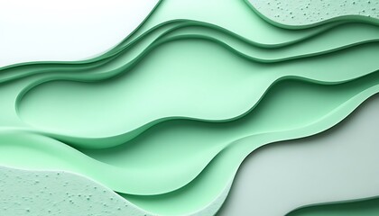 Poster - layered paper illustration featuring soft green and white colors