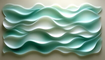 Poster - abstract layered waves in varying shades of teal and white