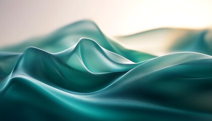 Poster - abstract blue and green fabric gently flowing in a dynamic way