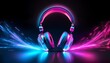 © Pastel - Vibrant headphones illuminated with colorful lights, showcasing a modern design against a dark background.