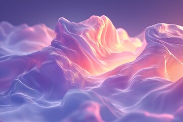 Poster - abstract ethereal landscape depicts wavy lines in various colors gradients