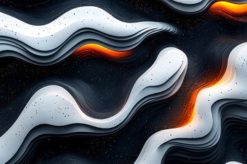 Poster - abstract flowing layered design with contrasting white and dark colors