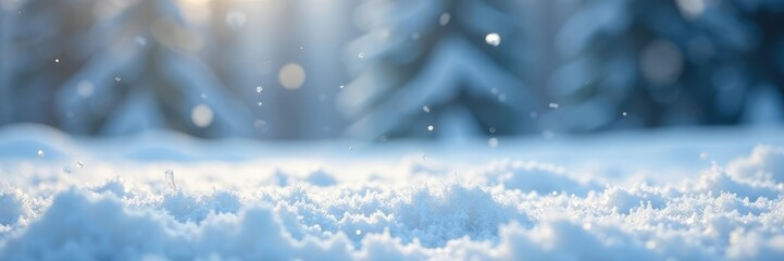 Wall Mural - Snowflakes gently fall on the pristine white carpet, serene, icy
