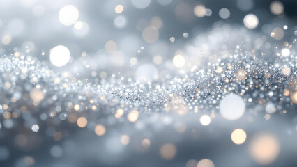Poster - Dazzling display of silvery glitter with blurred light effects background