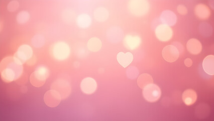 Poster - Romantic soft pink bokeh background with heart, valentine's day concept