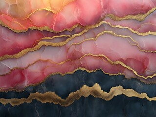 Poster - abstract art of layered colors with golden textured details