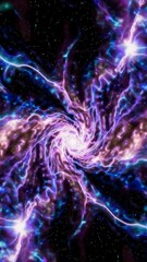 Poster - Cosmic energy swirl: vivid intergalactic vortex of electrifying light and colorful motion