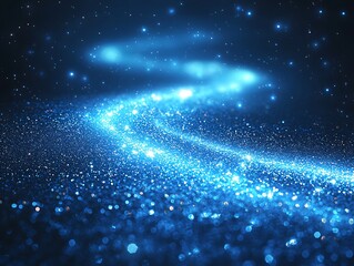 Poster - Sparkling blue lights creating a cosmic and dreamy flowing pathway