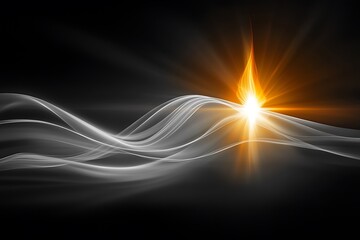 Poster - an abstract graphic shows light rays and flowing wavy shapes