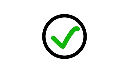 Poster - A simple green check mark inside a black circular outline, symbolizing approval or correctness.