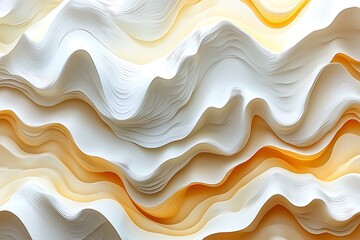 Poster - abstract image featuring flowing layers of white and gold