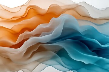 Poster - abstract artwork depicting flowing fabrics in orange blue hues