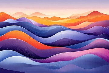 Poster - colorful abstract illustration depicting smooth flowing layered waves