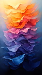 Poster - abstract layers of colorful shapes gracefully flowing downwards