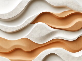 Poster - abstract three dimensional wave texture with neutral colors and gradients