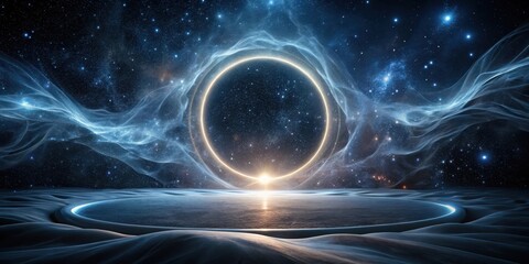 Wall Mural - Mystical Celestial Ring Encircling a Calm, Reflective Oasis on an Extraterrestrial Plane