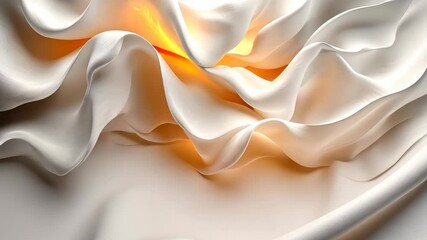 Wall Mural - abstract white fabric waves with glowing center